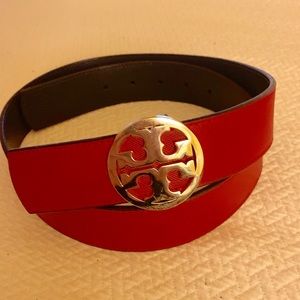 Tory Burch red/black leather belt